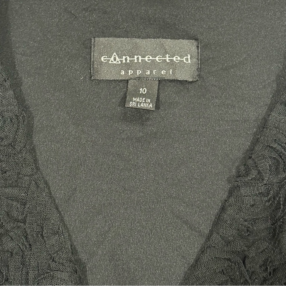 connected apparel Black Short-Sleeve Rosette Cardigan - Picture 5 of 6